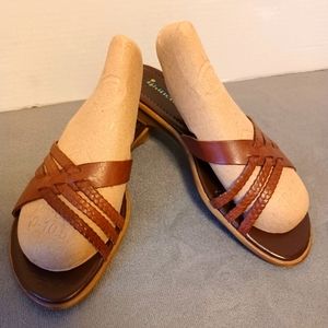 New Ipanema Brown Leather Braided Sandals 7.5 M